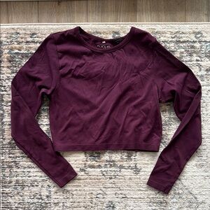 H&M Purple Cropped Athletic Long Sleeve Tee